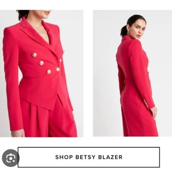 2/$30 NWT Choosy Size 6 Deep Rose Pink Double Breasted Betsy Blazer - Picture 4 of 15